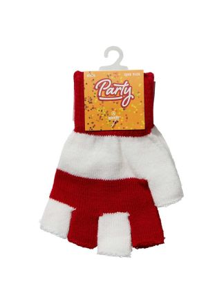 Kinder Handschoenen vingerloos Rood-Wit