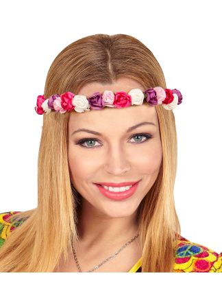 Bloemen hoofdband rose/pastel kleuren