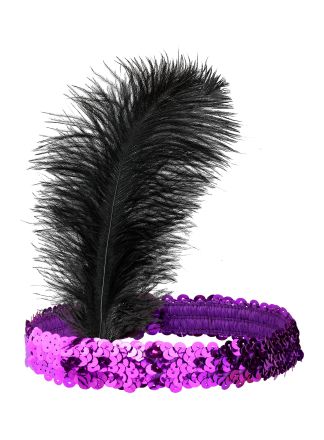 Paarse Charleston band met 1 veer