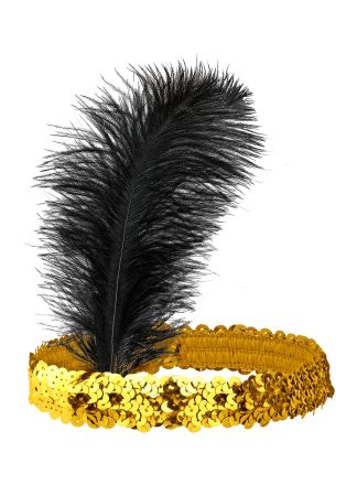 Gouden Charleston band met 1 veer