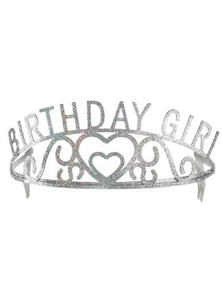 Hologram zilveren tiara BIRTHDAY GIRL