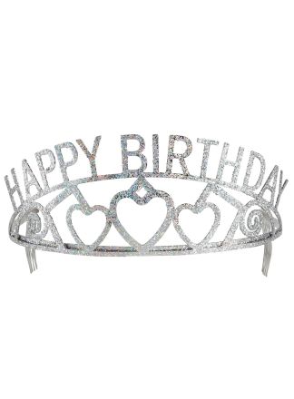 Zilveren tiara "HAPPY BIRTHDAY"