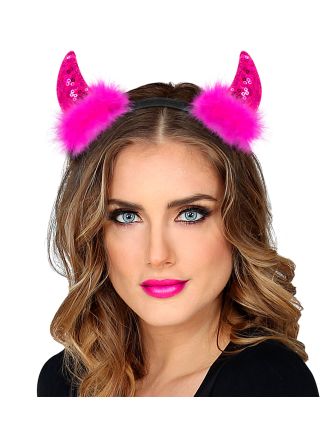 Roze pailletten duivel oren