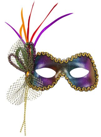 Metalic regenboog oogmasker met decoratie