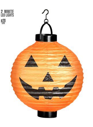 Pompoen lantaarn 20cm. met licht (ex batterijen)
