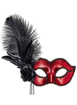 Rode oogmasker Venice met roos