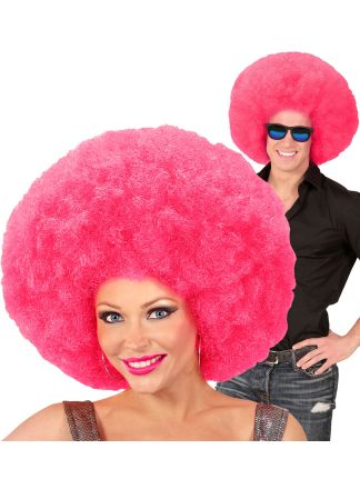 Afro pruik pink