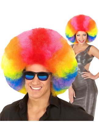Afro pruik regenboog