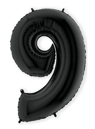 Folieballon zwart 100cm. cijfer 9 (excl.helium)