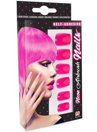 NEON PINK 12 zelfklevende nagels