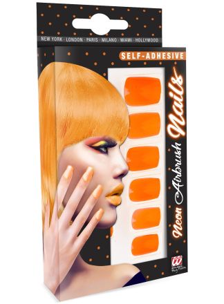 NEON ORANGE 12 zelfklevende nagels