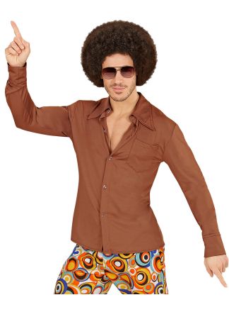 Heren blouse 70's style bruin