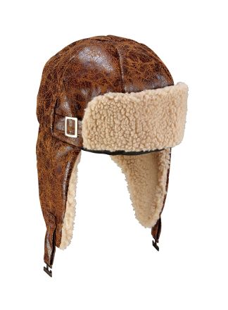 Vliegeniers muts bruin met bont