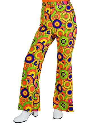 Flared  dames broek "yellow circle"