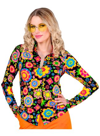 Fashion dames blouse "Black Colorful"