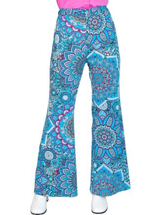 Flared  dames broek "blue mandala"