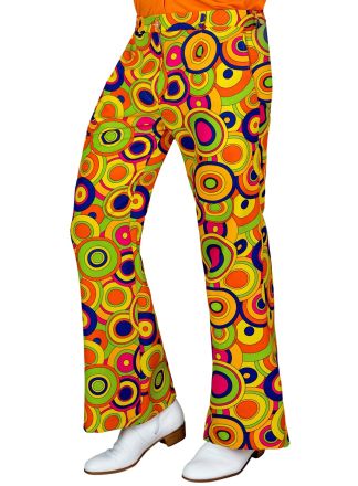 Flared  heren broek "Yellow Circles"