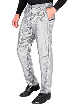 Party Fashion heren broek zilver pailletten