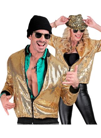 Party unisex Bomberjack gold pailletten