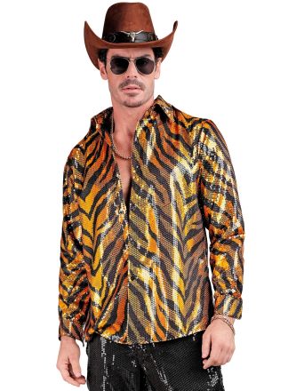 Party heren shirt animal GOLD