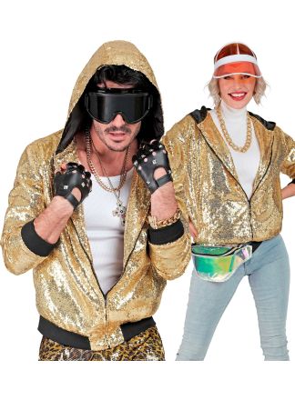 Party unisex hooded Bomberjack gold