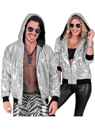 Party unisex hooded Bomberjack silver