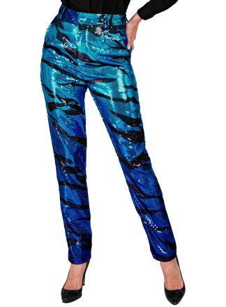 Party fashion dames broek Animal BLUE