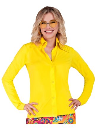 Dames blouse 70's style geel
