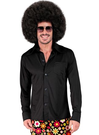Heren blouse 70's style zwart