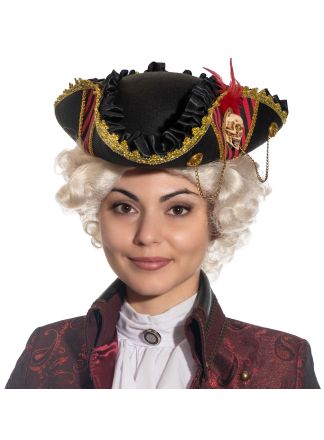 Piraten Driespits hoed met doodskop