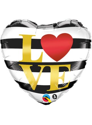 Folieballon 46cm. LOVE YOU strepen (excl.helium)
