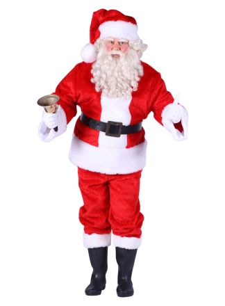 Kerstman kostuum pluche rood 4dlg.