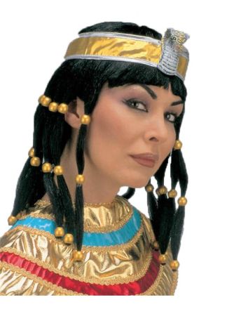 Cleopatra pruik met diadeem+halsband