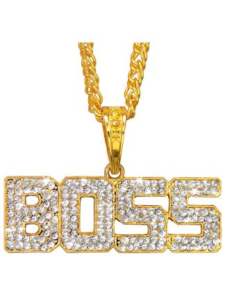 Gouden Strass ketting BOSS 65cm.