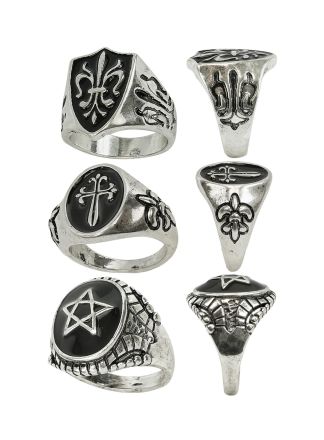 Set van 3 gothic ringen (3 stijlen)