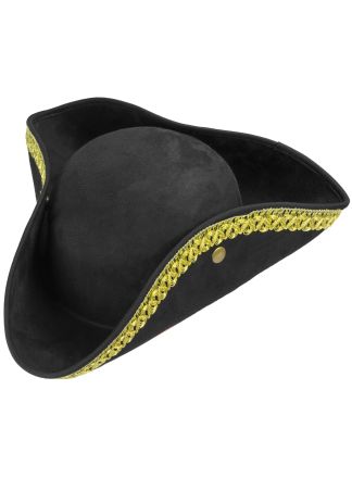 Zwarte Driespits hoed met gouden band