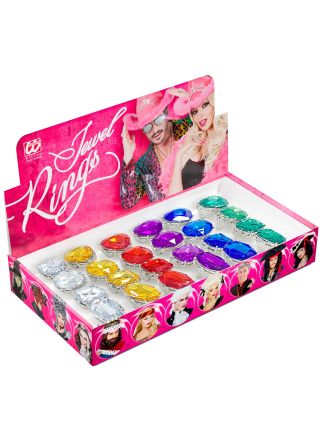 Zilveren ring met gekleurde steen (verstelbaar) per stuk