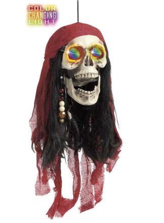 Piraat doodskop (25cm) met licht (60cm totaal)