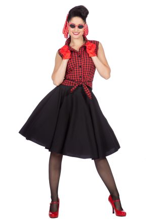 Rockabilly jurk Rizzo 2dlg. rood-zwart