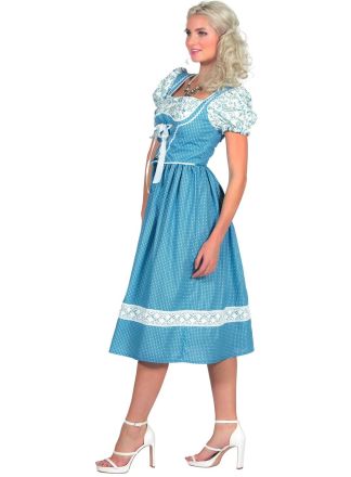 Dirndl jurk lang blauw 1dlg.