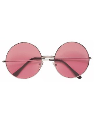70's ronde Hippie bril pink/roze