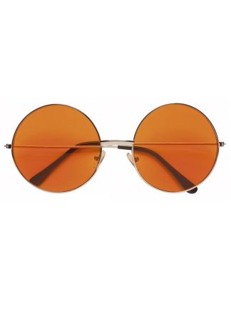 70's ronde Hippie bril oranje glas