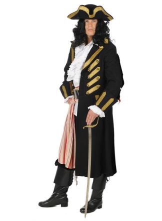 Piraten jas lang zwart