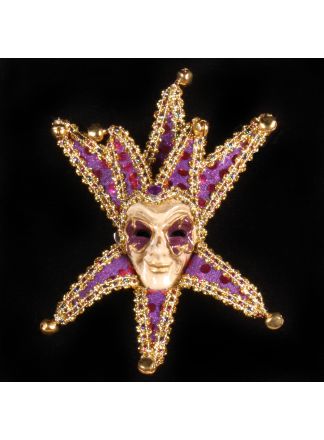 Paarse Venetiaanse mini masker 18x12cm.