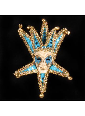 Turquoise Venetiaanse mini masker18x12cm.