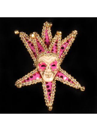 Roze Venetiaanse mini masker 18x12cm.