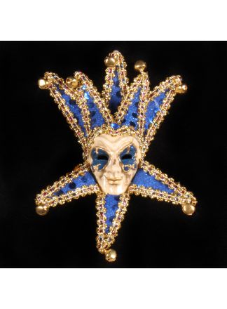 Blauwe Venetiaanse mini masker 18x12cm