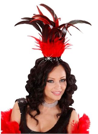 Hoofdtooi aan stiek rode veren