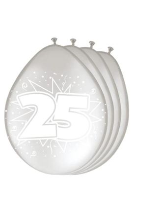 25 jaar ballonnen zilver 8stuks