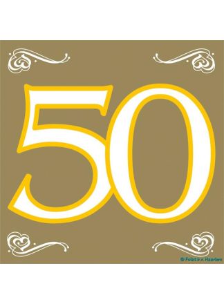 50 jaar servet 33x33cm. 20stuks